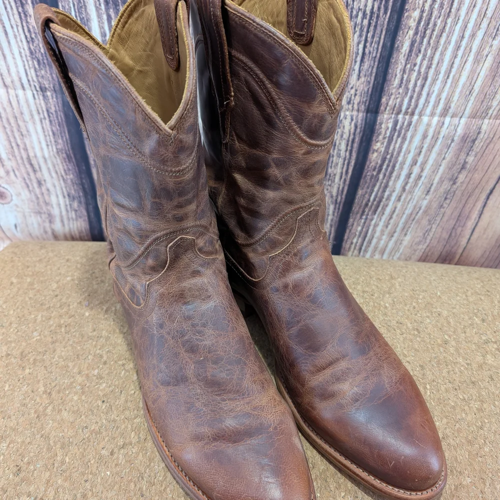 Tecovas Rustic Brown Roper Goat Leather Cowboy Boots 10 D - Picture 13 of 13